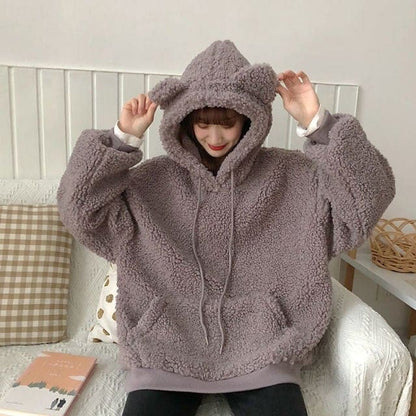 S-3XL Plus Size Thicker Kawaii Bear Ear Warm Hoodie EG16821 - Egirldoll