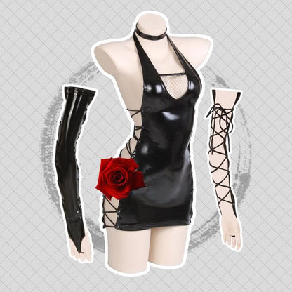 Sexy Black Bandage Leather Leotard EE0648 - Egirldoll