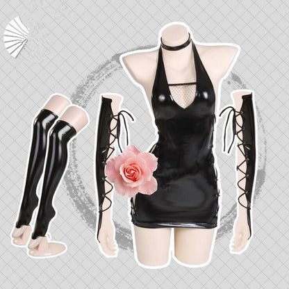 Sexy Black Bandage Leather Leotard EE0648 - Egirldoll