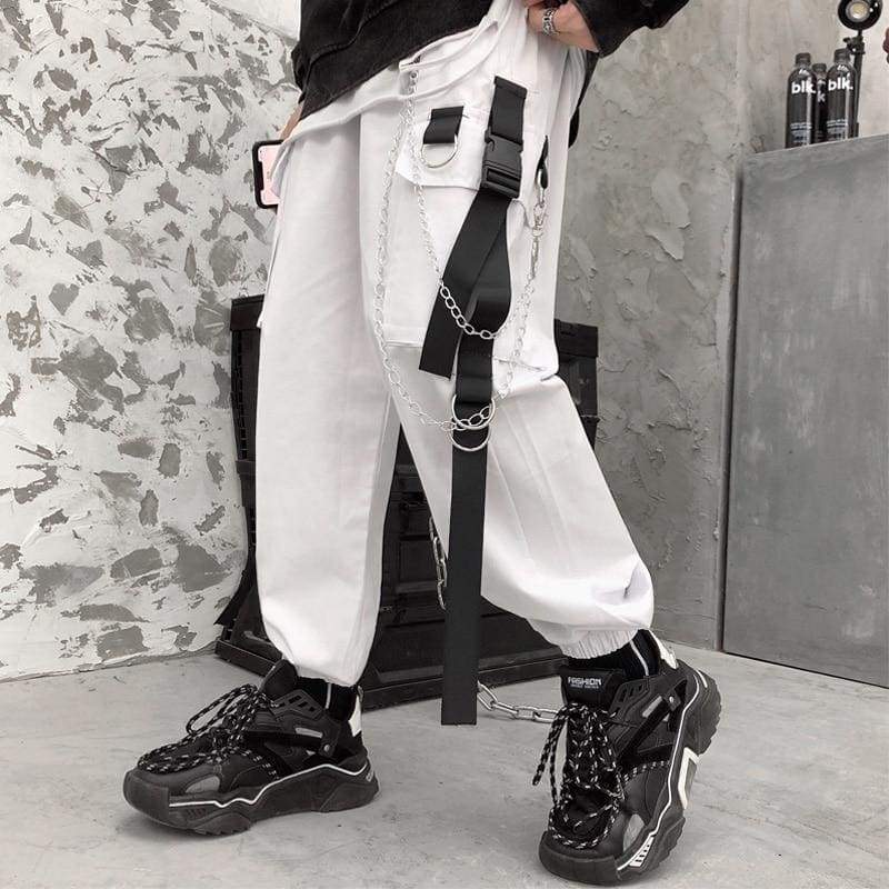 Side Pockets Black White Cargo Harem Pants EG439 - Egirldoll