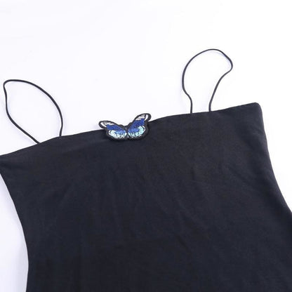 Simple Cute Black Dress Blue Butterfly Dress EE0860 - Egirldoll