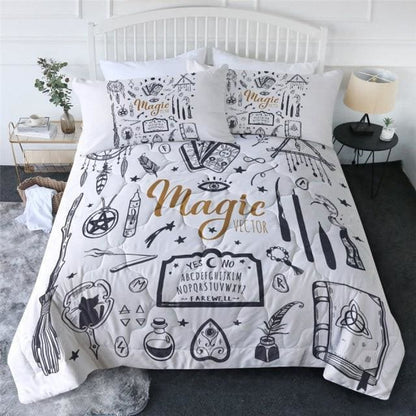 Skull Dark Magic Halloween Black Bless Living Witchcraft Quilt Bedding Set FY050 - Egirldoll