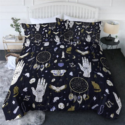 Skull Dark Magic Halloween Black Bless Living Witchcraft Quilt Bedding Set FY050 - Egirldoll