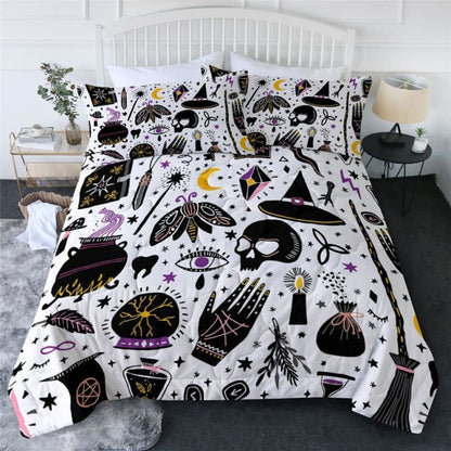 Skull Dark Magic Halloween Black Bless Living Witchcraft Quilt Bedding Set FY050 - Egirldoll