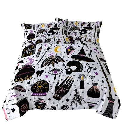 Skull Dark Magic Halloween Black Bless Living Witchcraft Quilt Bedding Set FY050 - Egirldoll