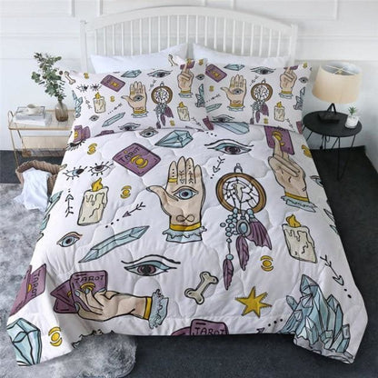 Skull Dark Magic Halloween Black Bless Living Witchcraft Quilt Bedding Set FY050 - Egirldoll