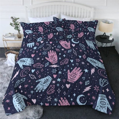 Skull Dark Magic Halloween Black Bless Living Witchcraft Quilt Bedding Set FY050 - Egirldoll