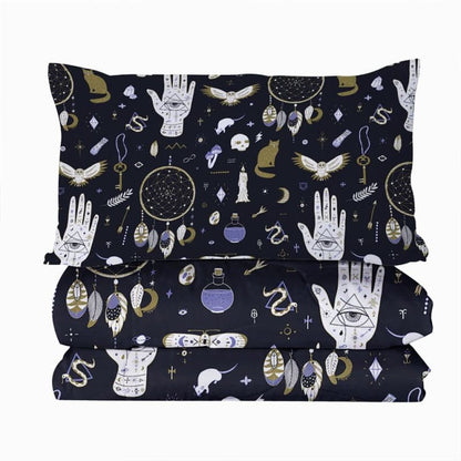 Skull Dark Magic Halloween Black Bless Living Witchcraft Quilt Bedding Set FY050 - Egirldoll