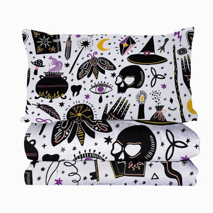 Skull Dark Magic Halloween Black Bless Living Witchcraft Quilt Bedding Set FY050 - Egirldoll