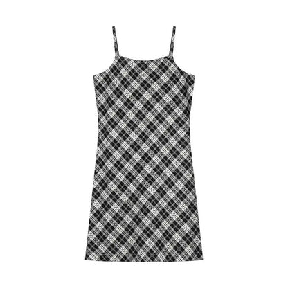 Sleeveless Plaid Spaghetti Strap Slim Fit Slip Dress EG0529 - Egirldoll