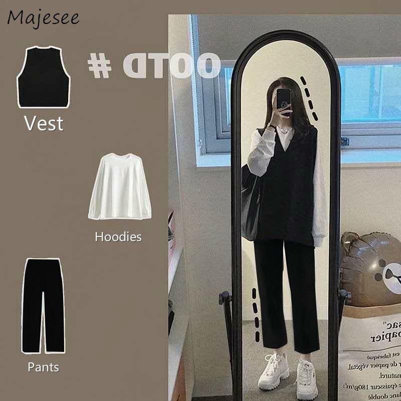 Sophia - Students Solid Style Black Vest Outfit - Egirldoll