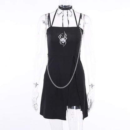 Spider Skull Suspender Black Dress EE0890 - Egirldoll