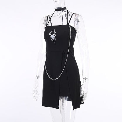 Spider Skull Suspender Black Dress EE0890 - Egirldoll