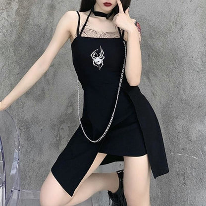 Spider Skull Suspender Black Dress EE0890 - Egirldoll