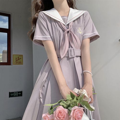 Summer Pastel JK Sailor Pastel Dress ON585 - Pink(01) / S -