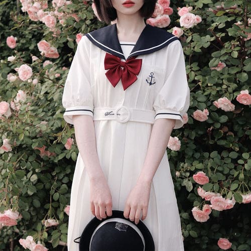 Summer Pastel JK Sailor Pastel Dress ON585 - white $