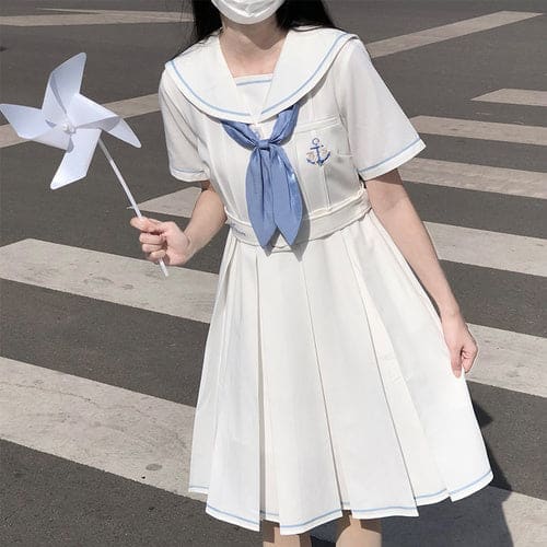 Summer Pastel JK Sailor Pastel Dress ON585 - White(01) / M -