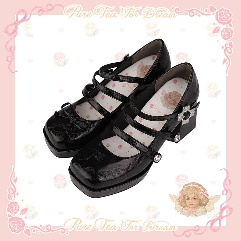 Sweet Angel Cute Kawaii Heels Lolita Shoes ON621 - Black