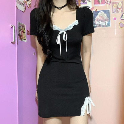 Sweet Comfy Witch Black Dress White Lace EG17295 - Egirldoll