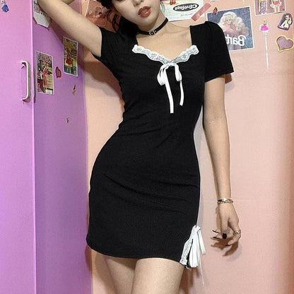 Sweet Comfy Witch Black Dress White Lace EG17295 - Egirldoll