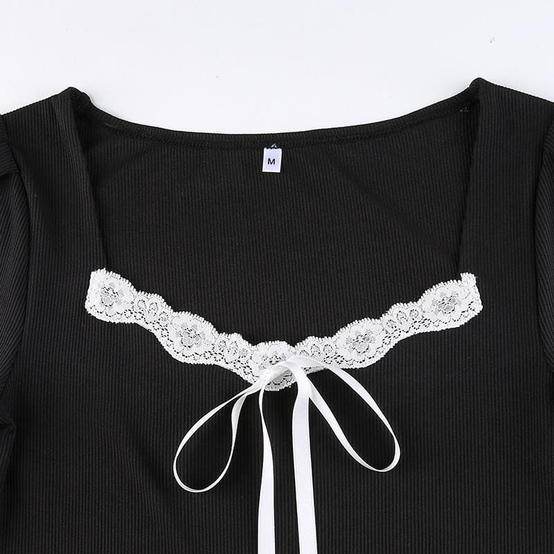 Sweet Comfy Witch Black Dress White Lace EG17295 - Egirldoll