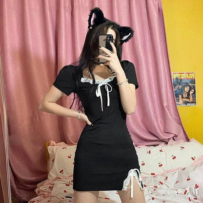 Sweet Comfy Witch Black Dress White Lace EG17295 - Egirldoll