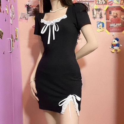 Sweet Comfy Witch Black Dress White Lace EG17295 - Egirldoll