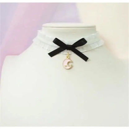 Sweet Cross Pendant Bownot Choker Cute Lolita Ribbon Chain Necklace EG079 - Egirldoll