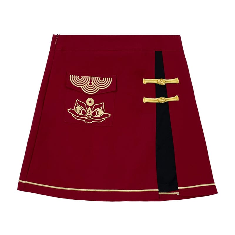 Sweet Embroidery Black Red T-shirt Skirt Set ON347 - Egirldoll