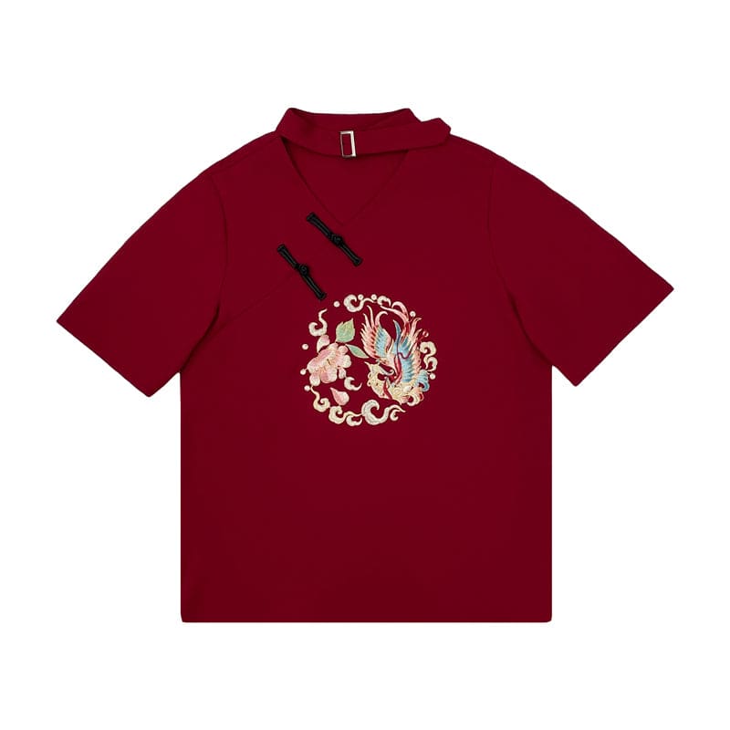 Sweet Embroidery Black Red T-shirt Skirt Set ON347 - Egirldoll