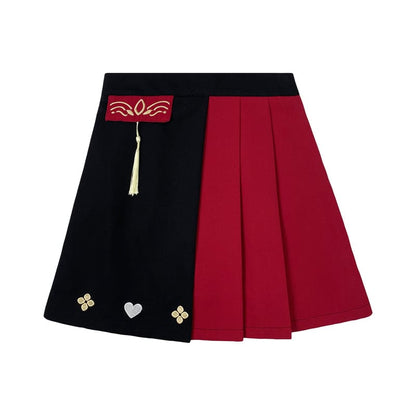 Sweet Embroidery Black Red T-shirt Skirt Set ON347 - Egirldoll