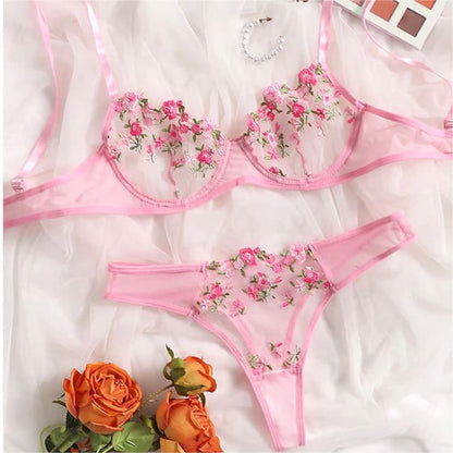 Sweet Green Cute Floral Lingerie - Egirldoll