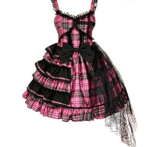 Sweet Plaided Bow Tie Halter Neck Lolita Dress Suit EG17748 - Egirldoll