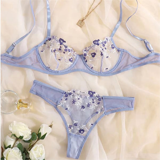 Sweet Purple Cute Floral Lingerie - Egirldoll