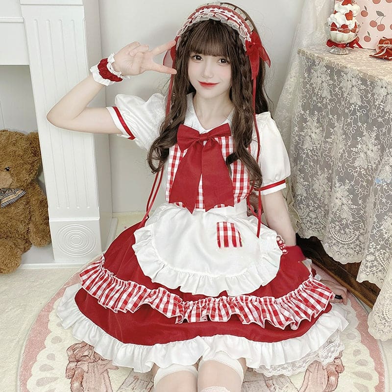 Sweet Red Lolita Cute Princess Maid Dress ON650 - dress