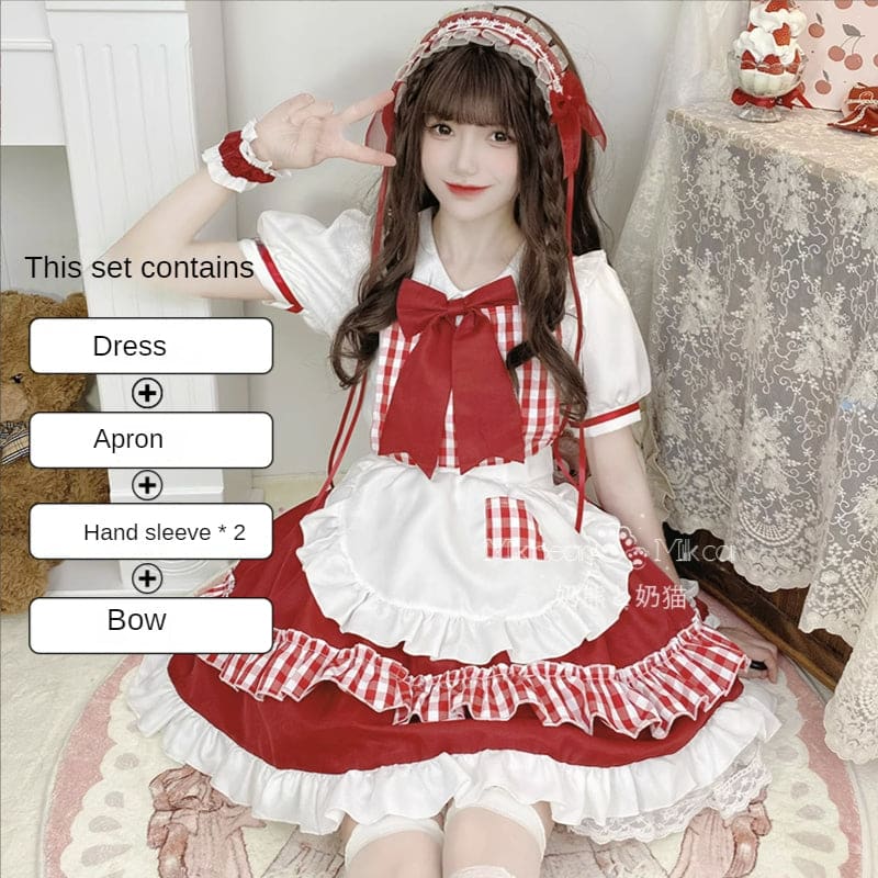 Sweet Red Lolita Cute Princess Maid Dress ON650 - M /