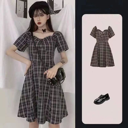 Sweet Summer Casual Plaid Long Dress EG16019 - Egirldoll