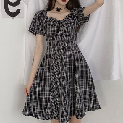 Sweet Summer Casual Plaid Long Dress EG16019 - Egirldoll