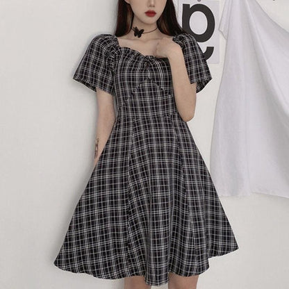 Sweet Summer Casual Plaid Long Dress EG16019 - Egirldoll