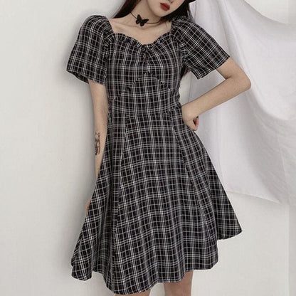 Sweet Summer Casual Plaid Long Dress EG16019 - Egirldoll