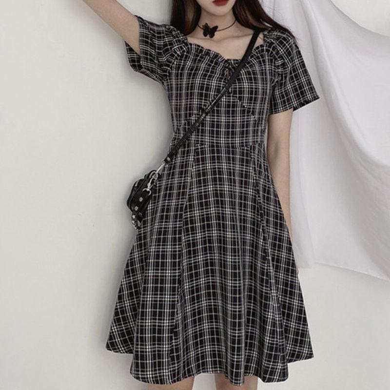 Sweet Summer Casual Plaid Long Dress EG16019 - Egirldoll