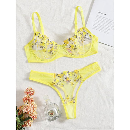 Sweet Yellow Cute Floral Lingerie - Egirldoll