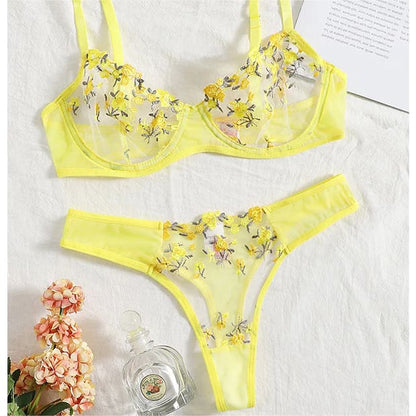 Sweet Yellow Cute Floral Lingerie - Egirldoll