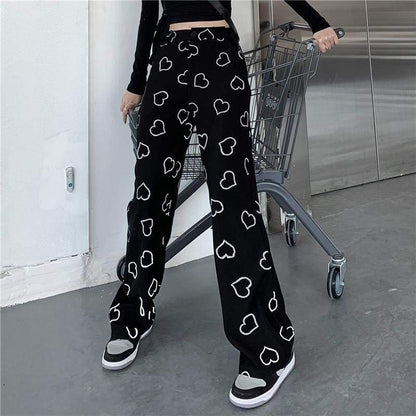 Trendy Casual Street Style Love Hearts Printed Pants EG16485 - Egirldoll