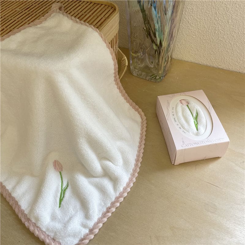 Tulip Embroidery Towel - Egirldoll