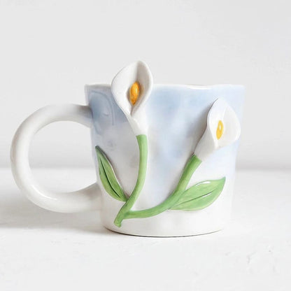 Tuplid Lily Flower Ceramic Mugs Kimi - Egirldoll