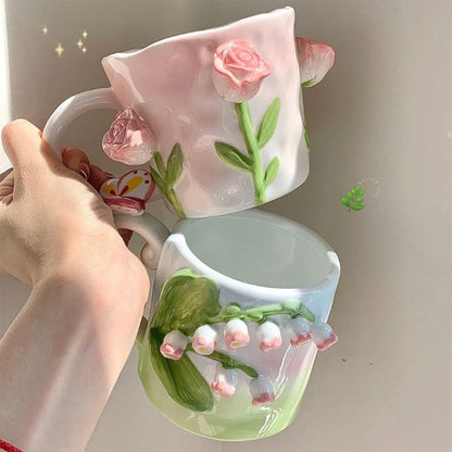 Tuplid Lily Flower Ceramic Mugs Kimi - Egirldoll