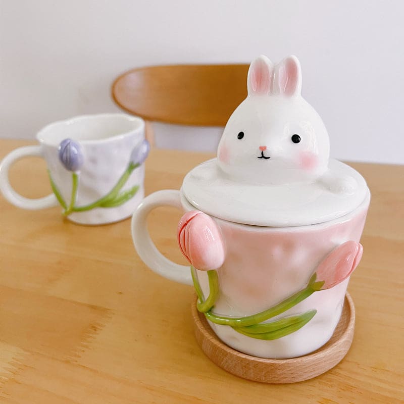 Tuplid Lily Flower Ceramic Mugs Kimi - Egirldoll