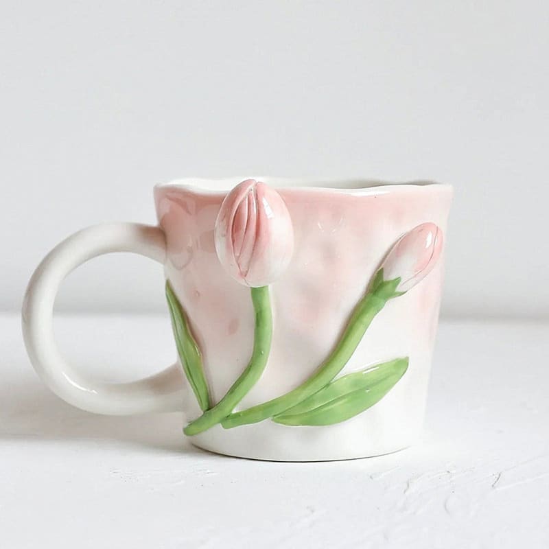 Tuplid Lily Flower Ceramic Mugs Kimi - Egirldoll