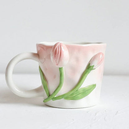 Tuplid Lily Flower Ceramic Mugs Kimi - Egirldoll